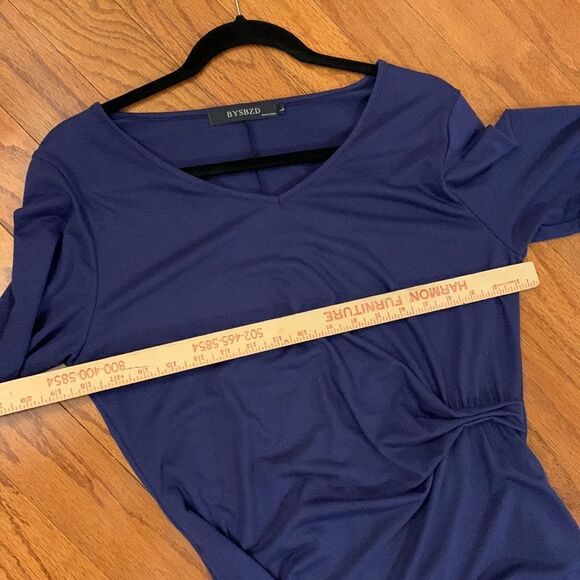 BYSBZD Size Large navy blue maxi dress with left side ruching NWOT - Picture 7 of 8